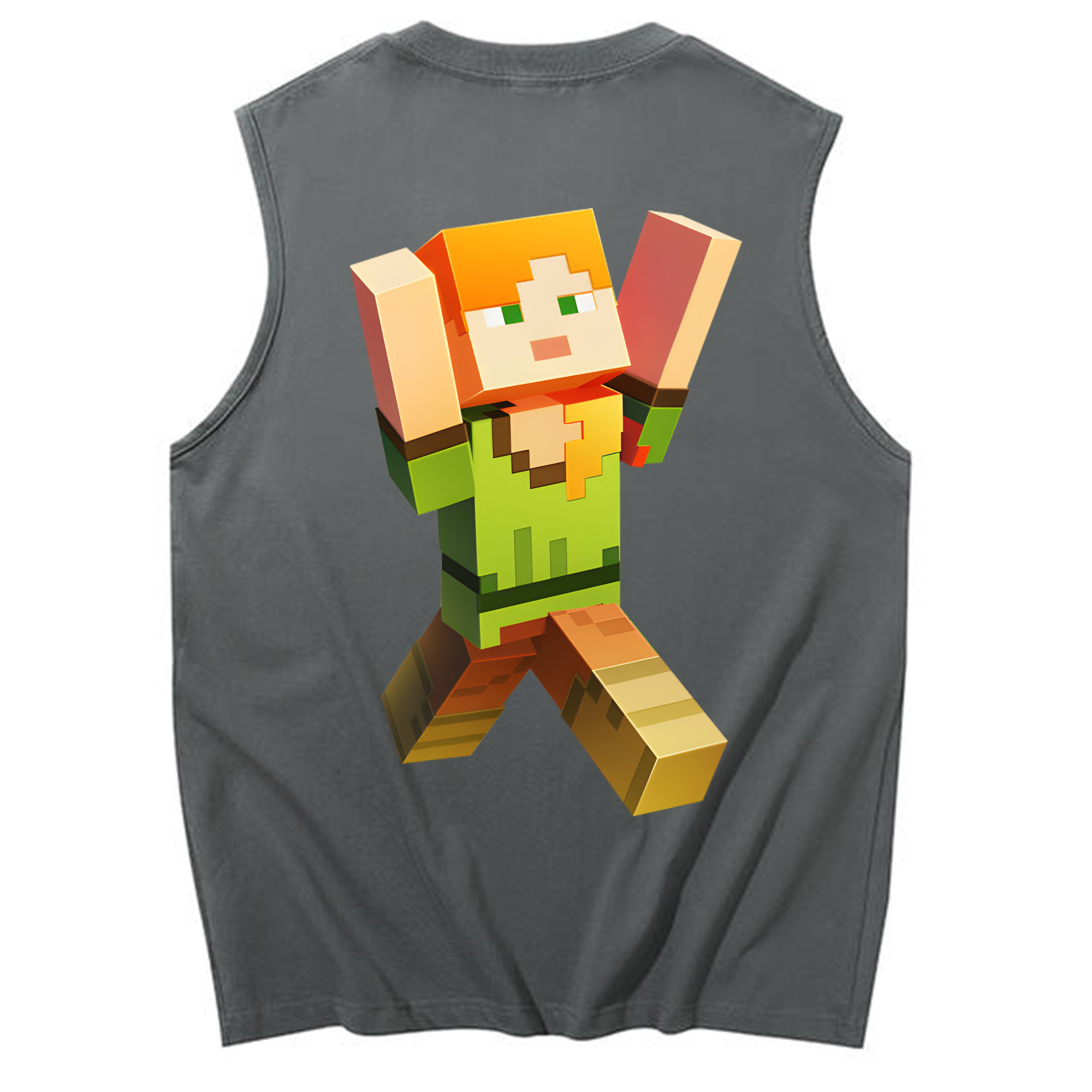 （画像用） マインクラフト ブロックの世界 Minecraft MC Block world コットン100％タンクトップ（背面プリント）